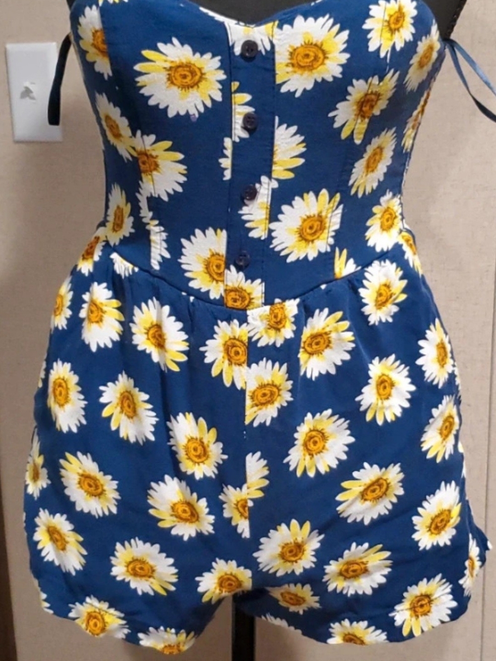 Pins & Needles Blue Daisy Strapless Romper